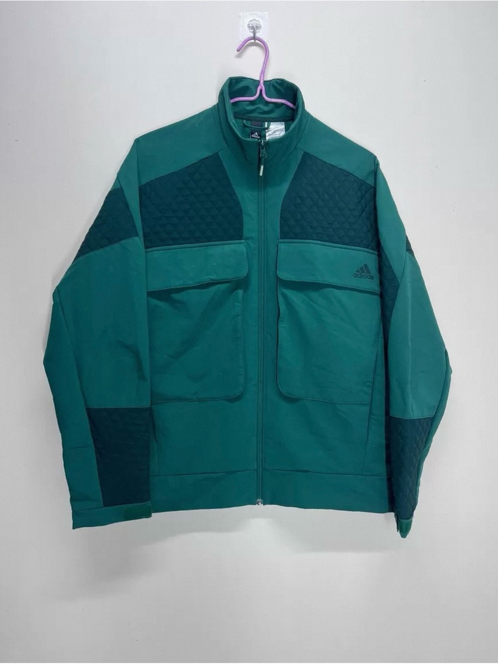 adidas Men's Teal Quilted-Panel Performance Jacket